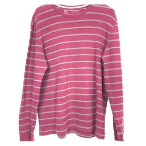 Banana Republic mens burgundy gray striped shirt